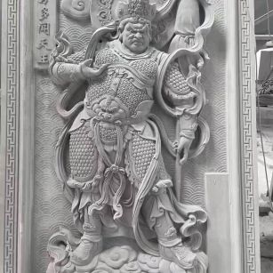 贵州 芝麻灰花岗岩人物雕刻——多闻天王